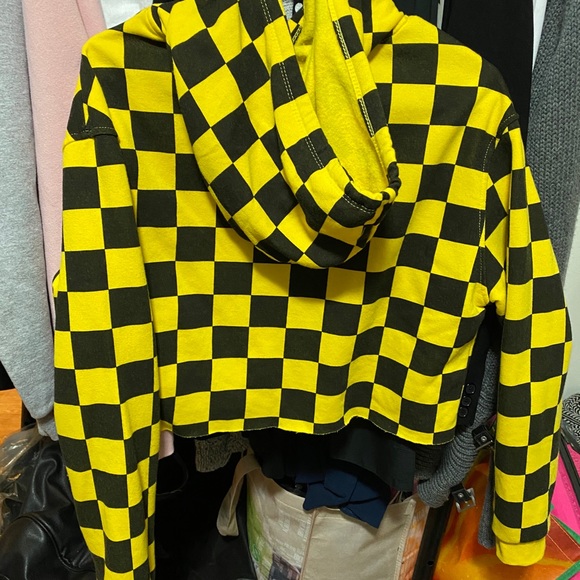 Crop checkered Hoodie - Picture 6 of 7